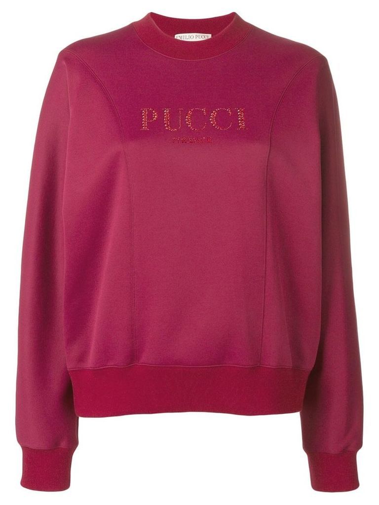 Emilio Pucci Crystal Embellished Logo Sweatshirt - Red