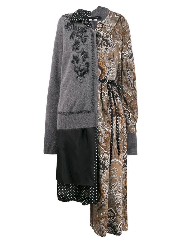 Junya Watanabe contrast patterned coat - Grey