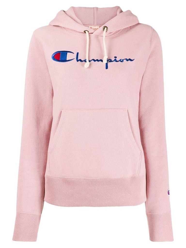 Champion logo drawstring hoodie - PINK