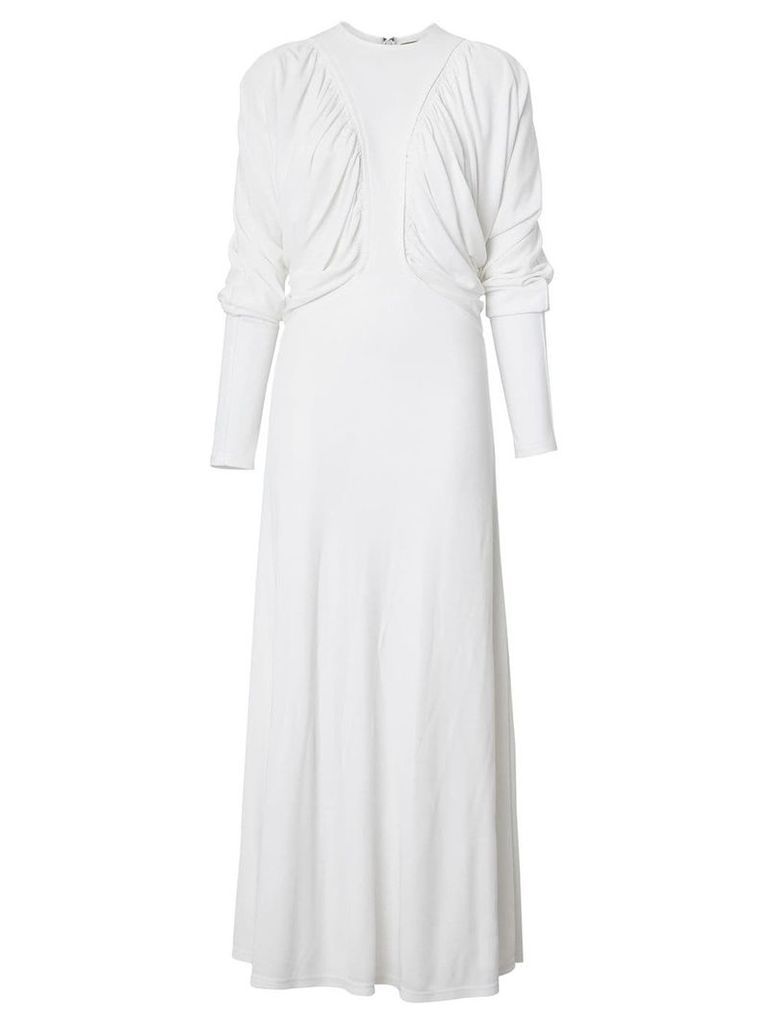 Burberry Ruched Panel Jersey Gown - White
