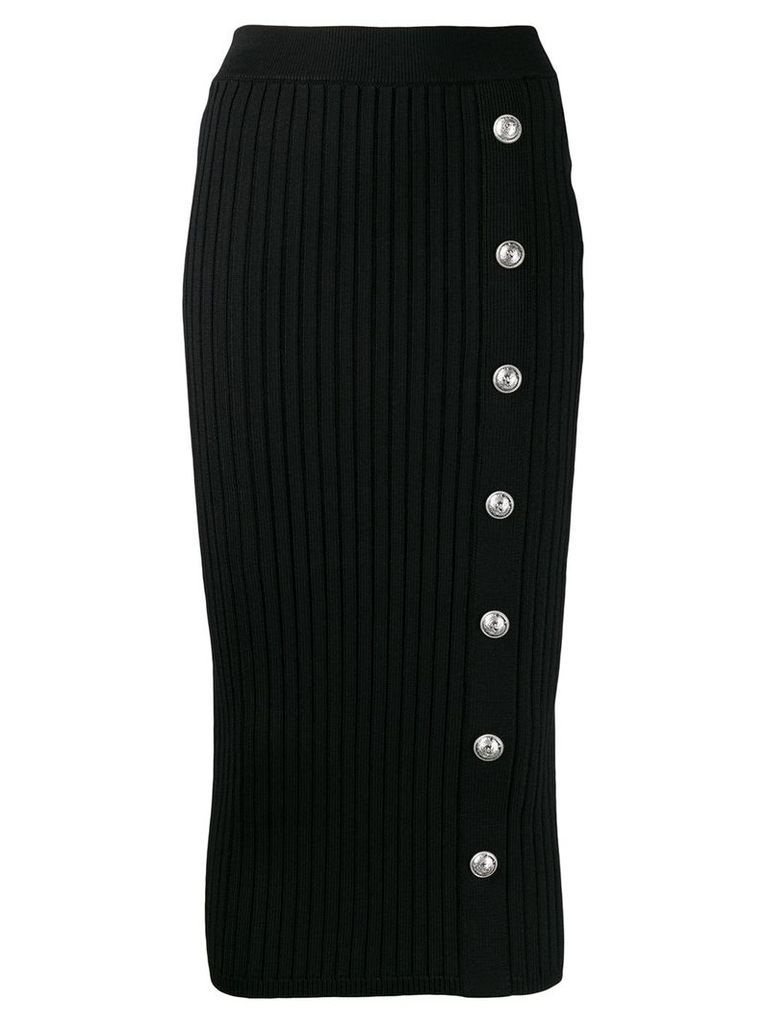 Balmain buttoned ribbed skirt - Black