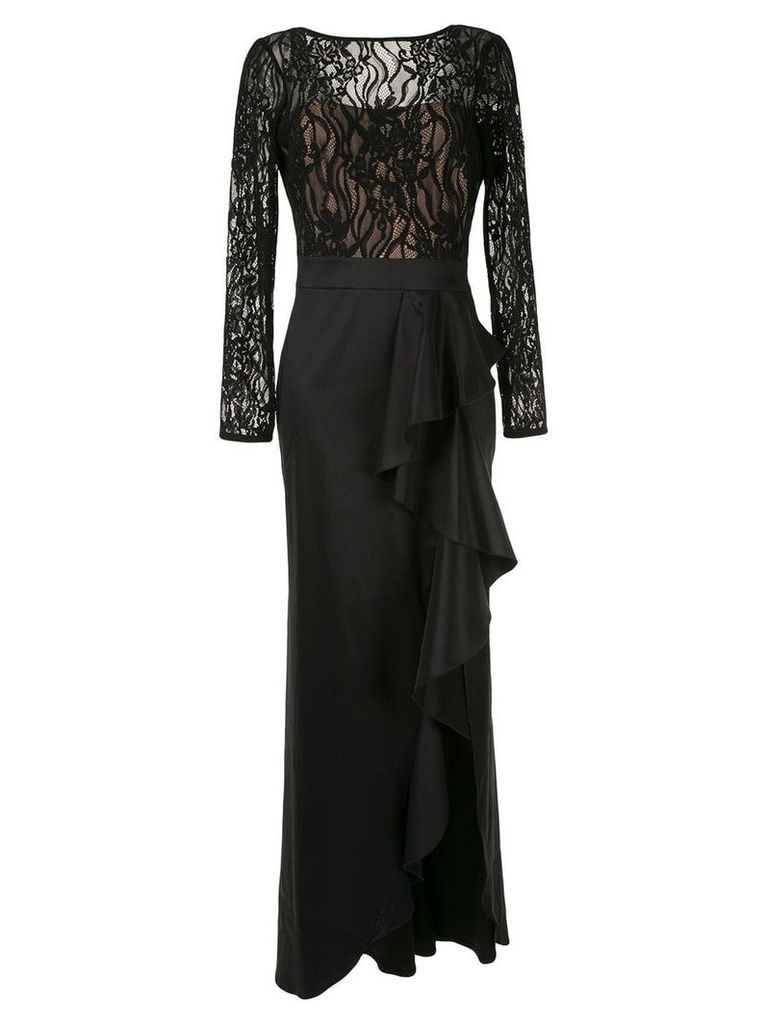 Tadashi Shoji lace top taffeta gown - Black