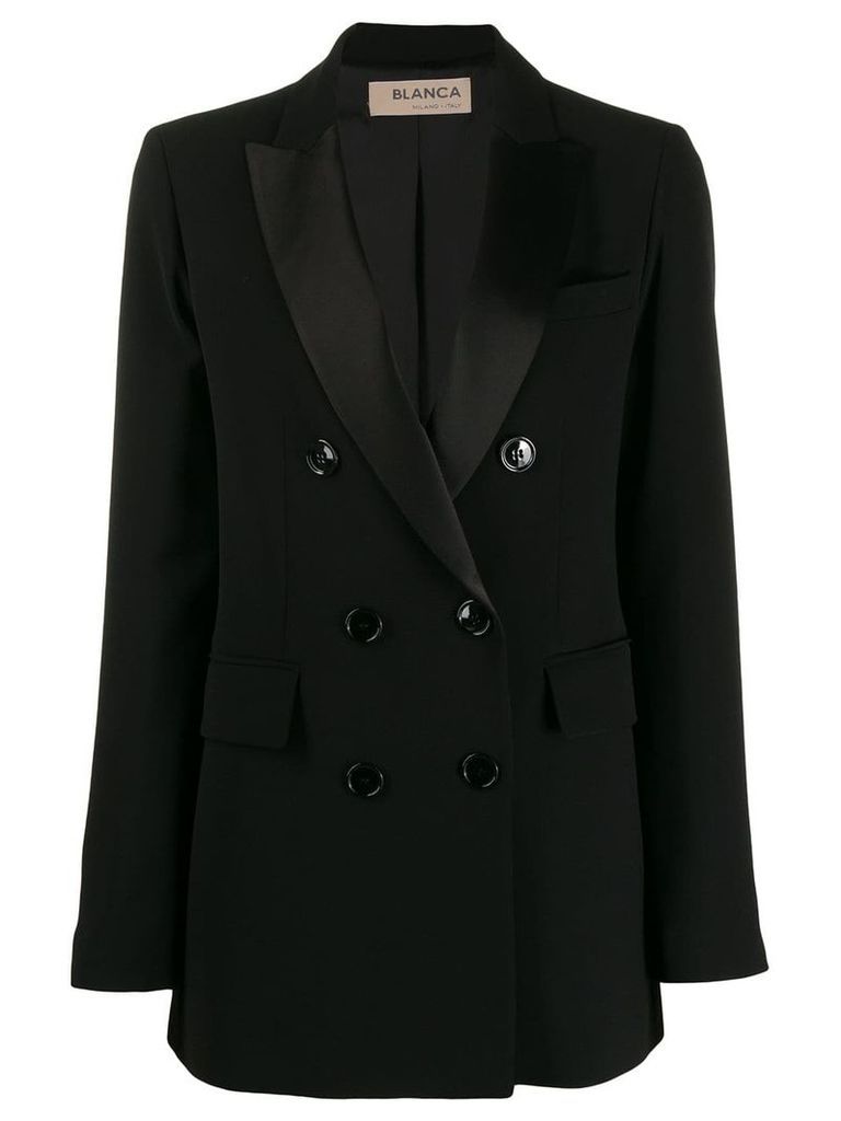 Blanca Vita contrast lapel blazer - Black