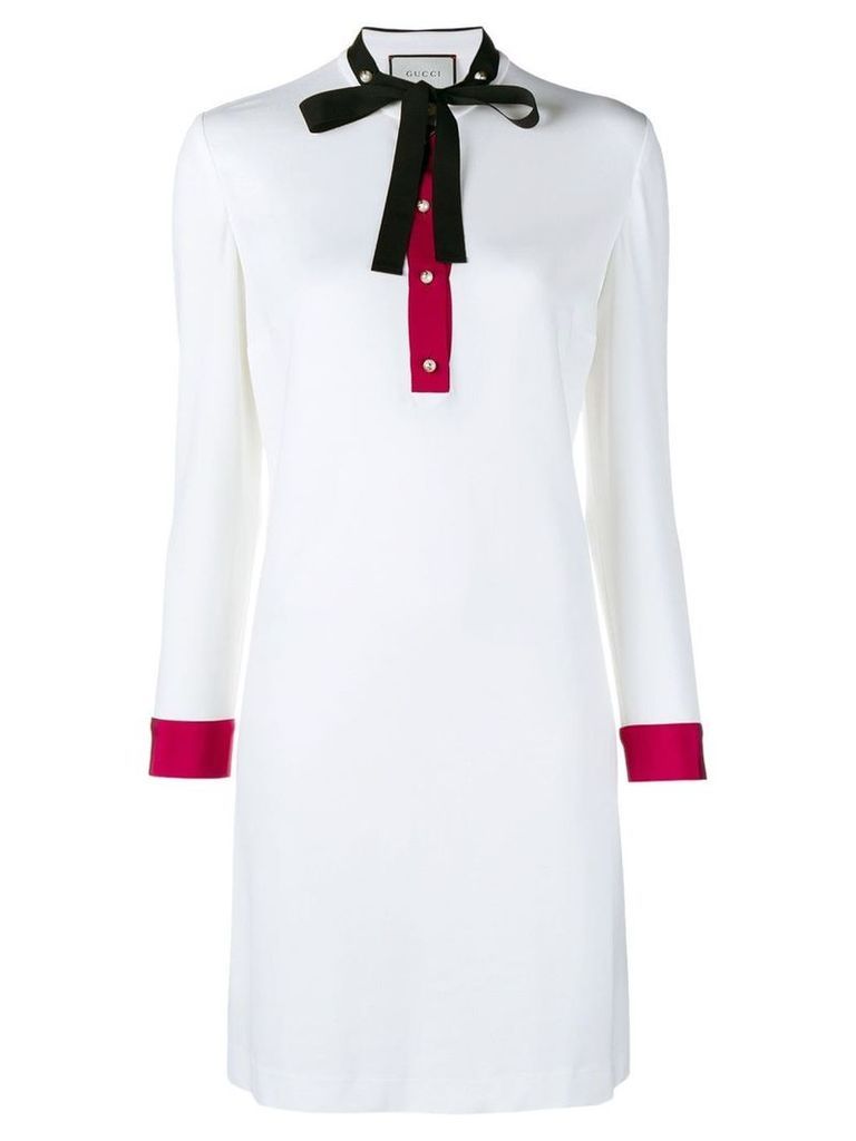 Gucci ribbon-trimmed shift dress - White