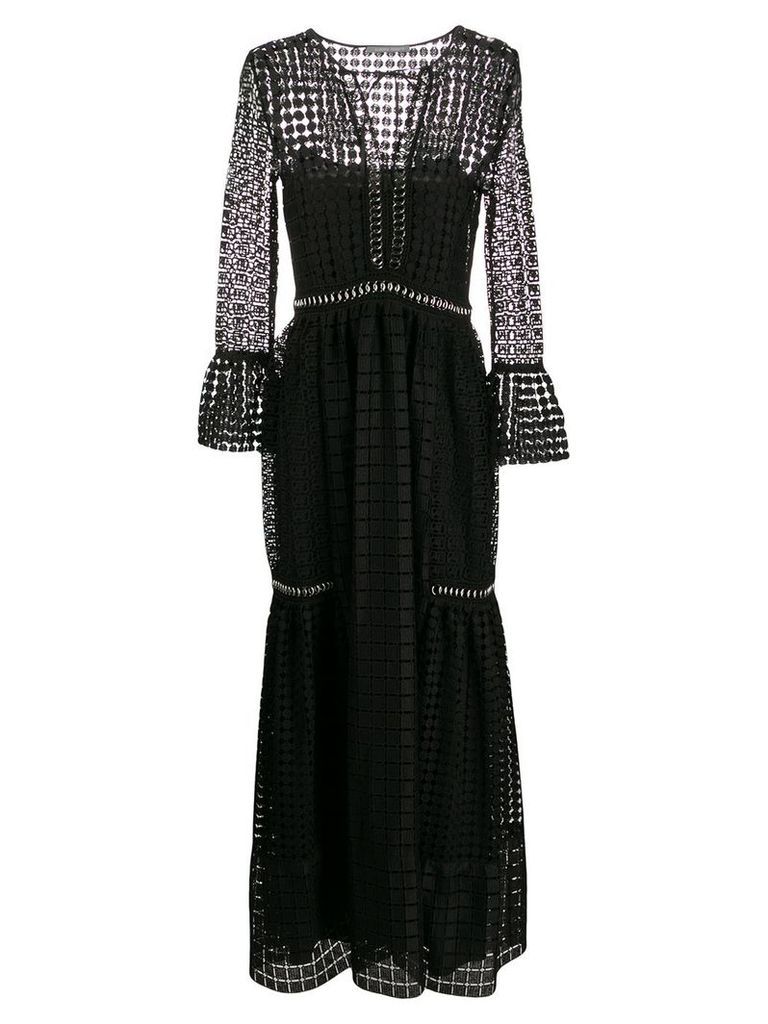 Alberta Ferretti sheer patterned evening dress - Black