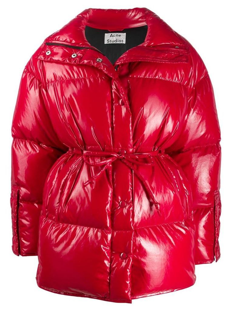Acne Studios tie waist puffer jacket - Red