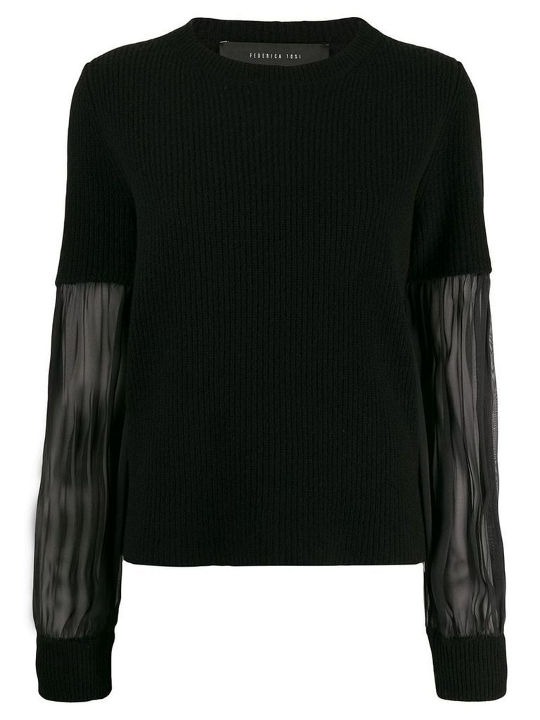Federica Tosi sheer sleeve knit top - Black