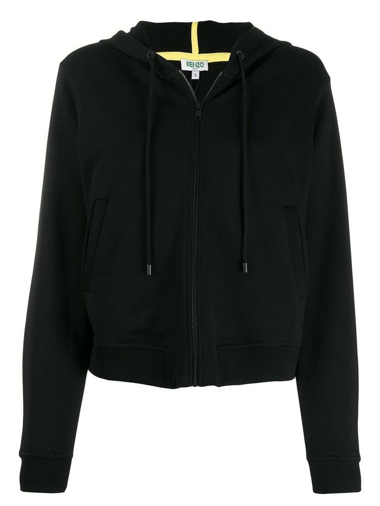 Kenzo Tiger embroidered zip front hoodie - Black
