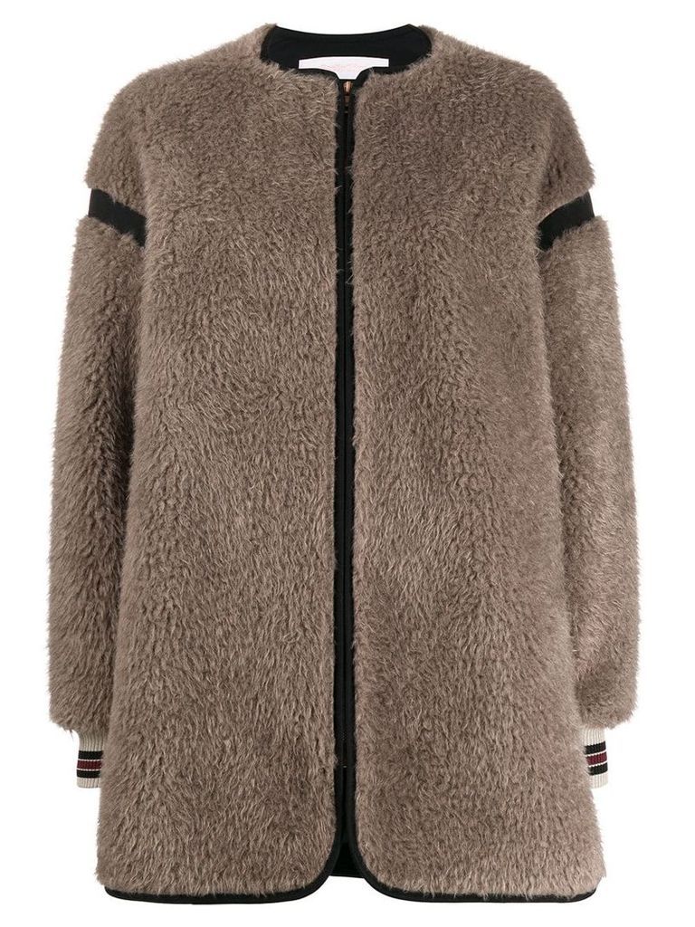See By Chloé zipped shearling coat - NEUTRALS