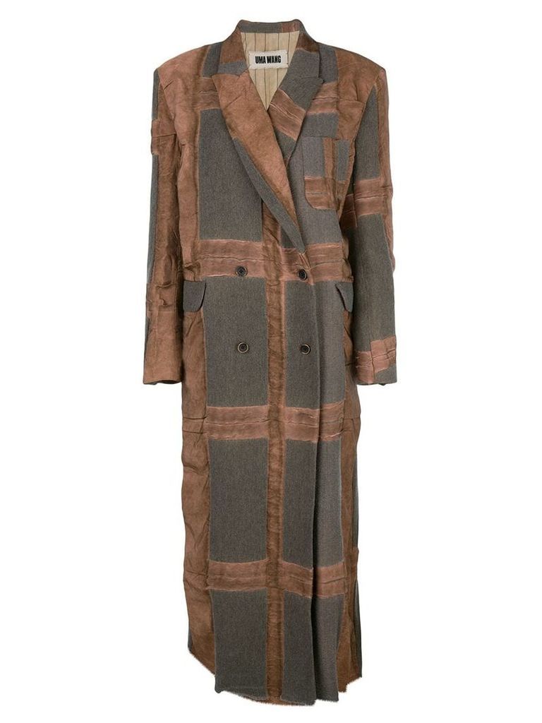 Uma Wang oversized patchwork coat - Grey