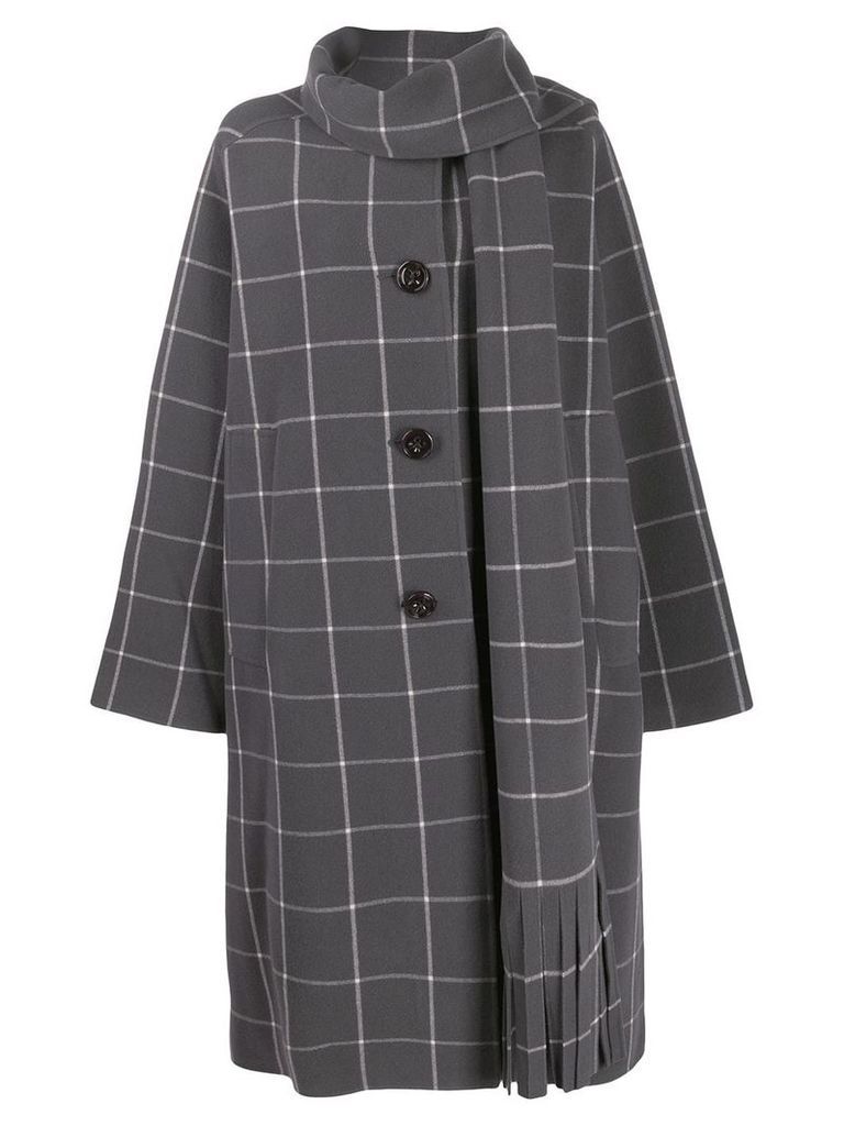 MARC JACOBS oversized checked pattern coat - Grey