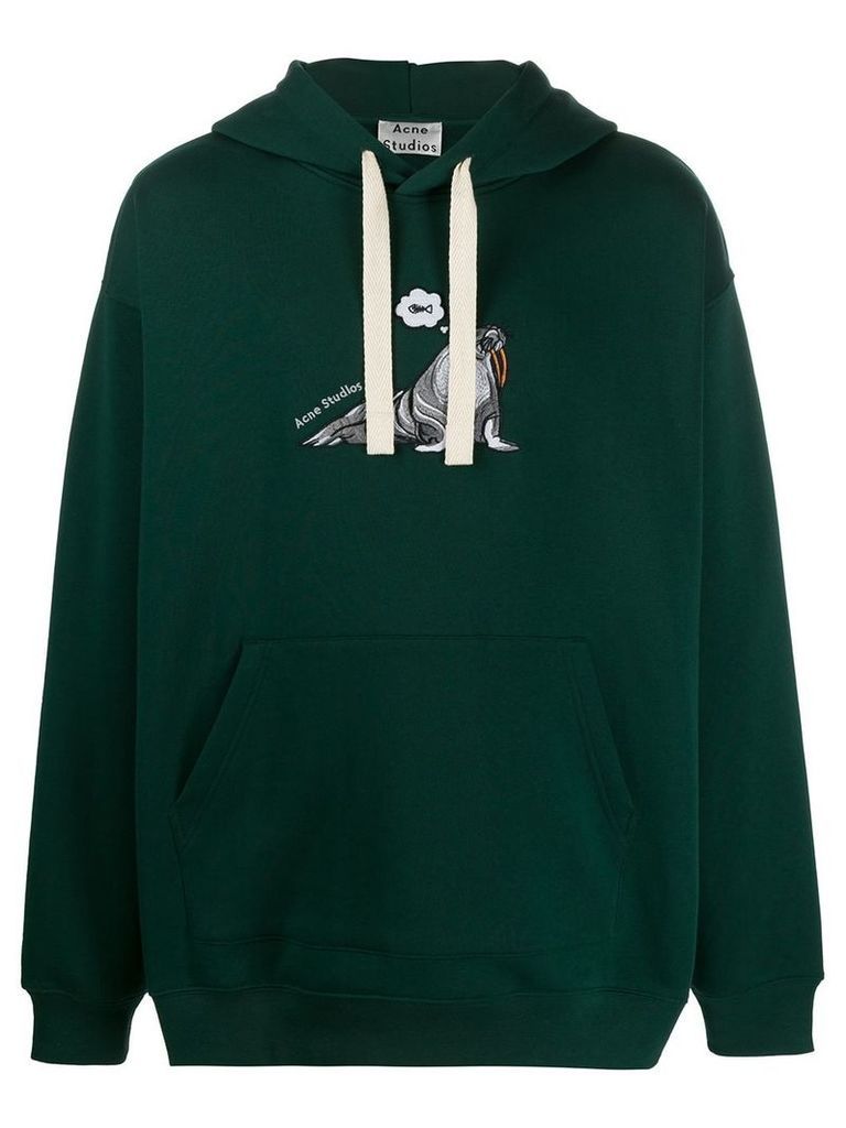 Acne Studios animal embroidered hoodie - Green