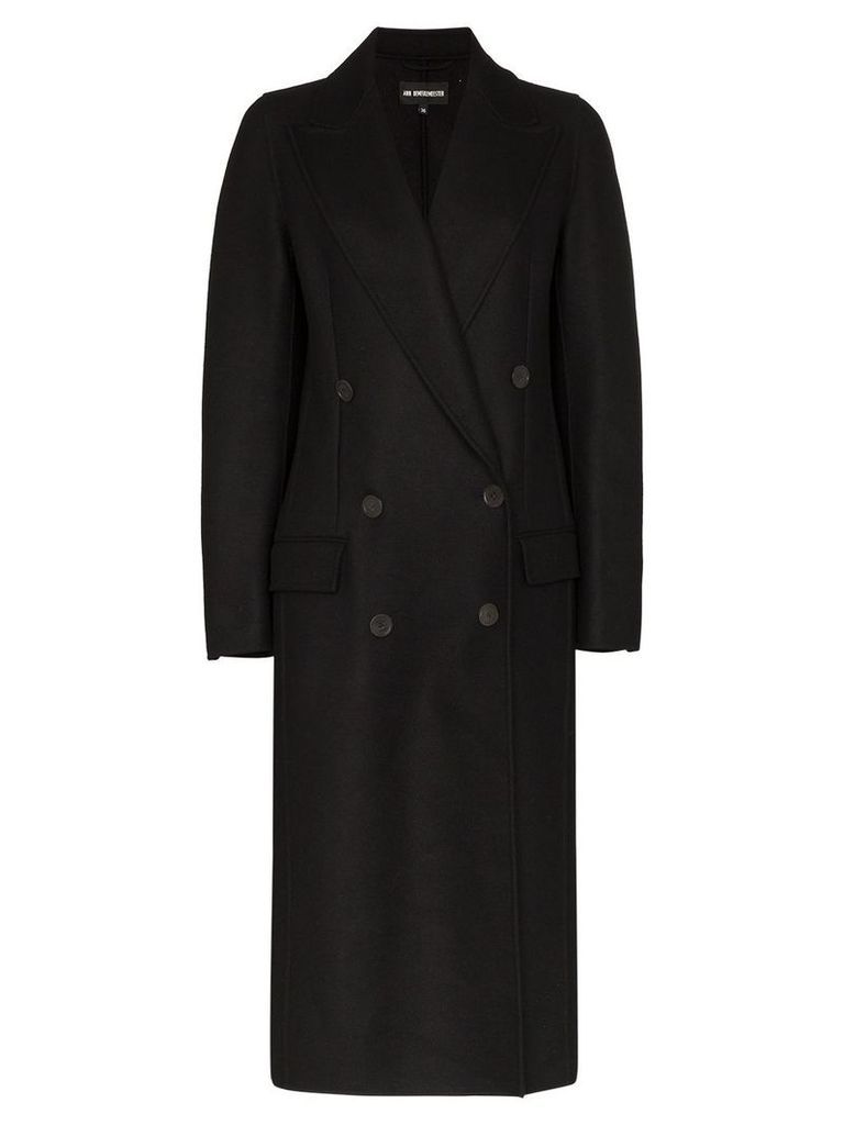 Ann Demeulemeester long collared coat - Black