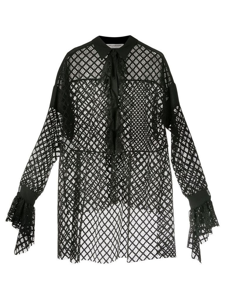 Philosophy Di Lorenzo Serafini high low netted blouse - Black