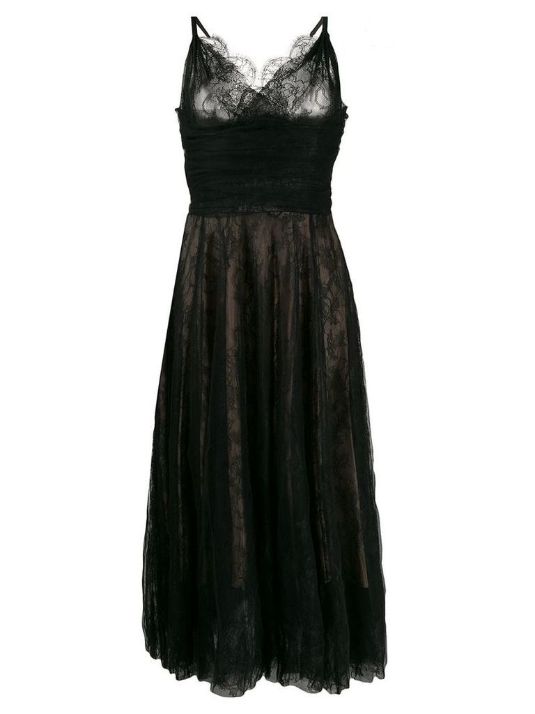 Rochas layered lace midi dress - Black