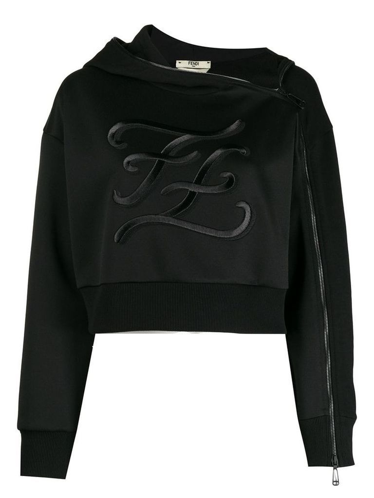 Fendi embroidered FF hoodie - Black