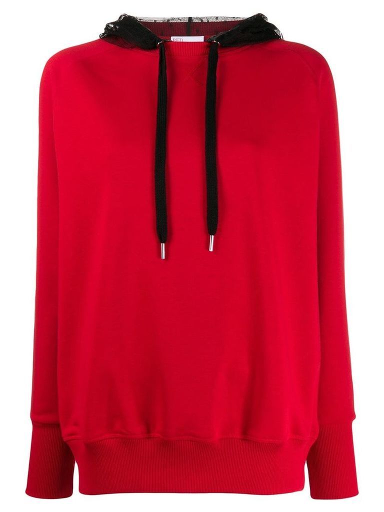 Red Valentino lace contrast hoodie
