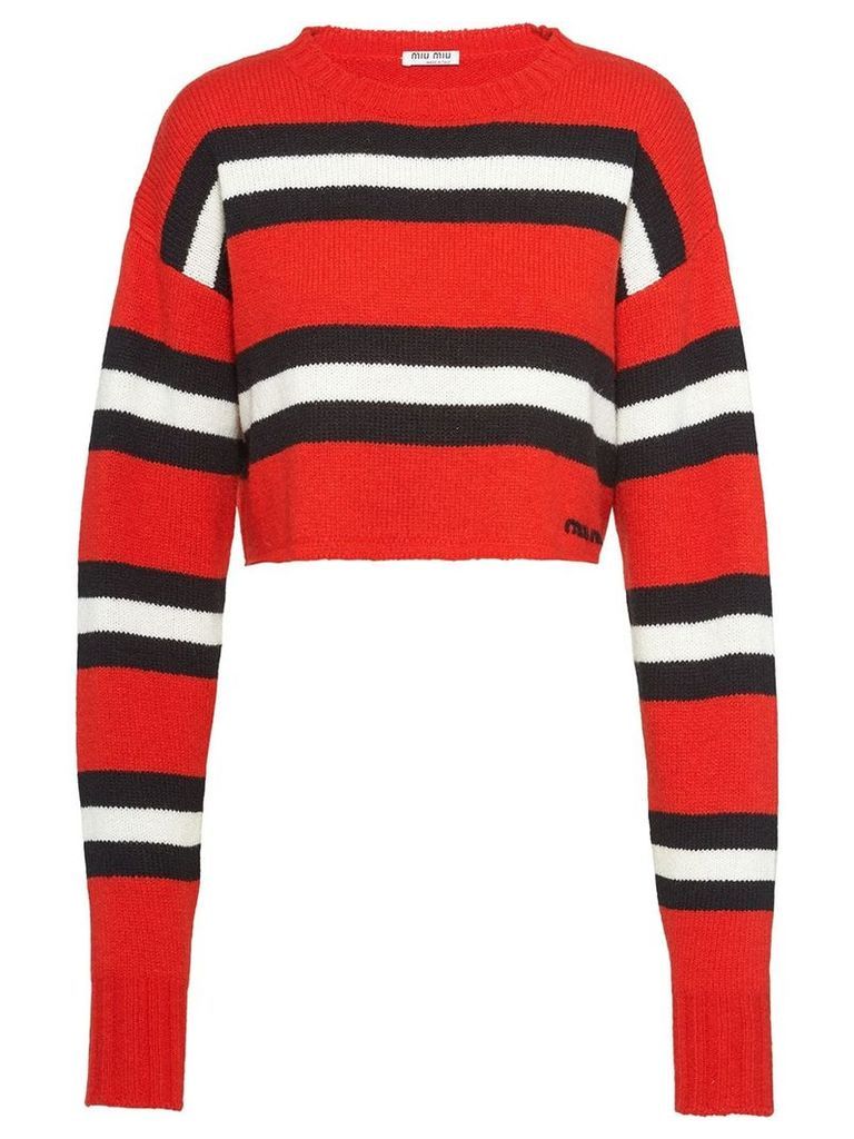Miu Miu striped boxy-fit jumper - Red