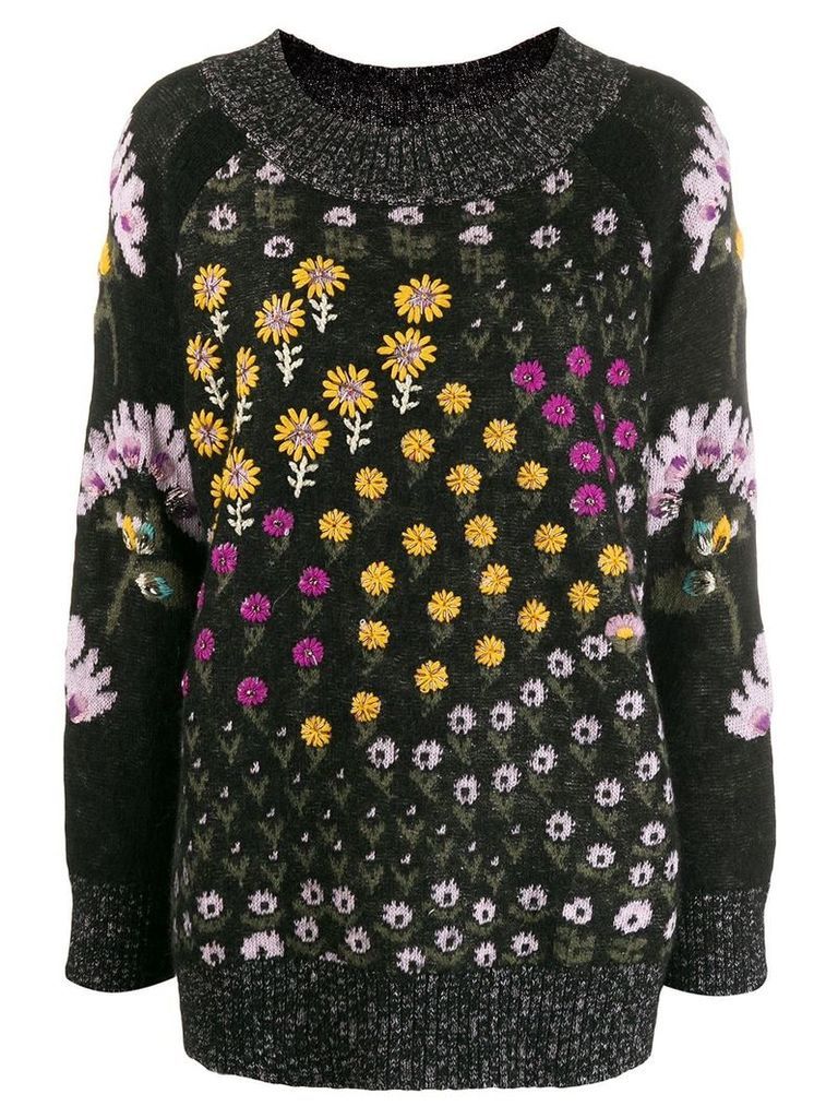 Twin-Set floral intarsia knit jumper - Black