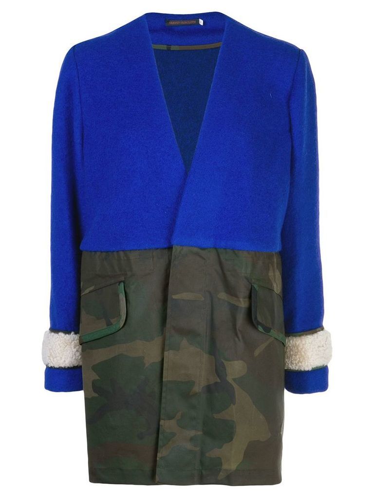 Harvey Faircloth colour blocked coat - Blue