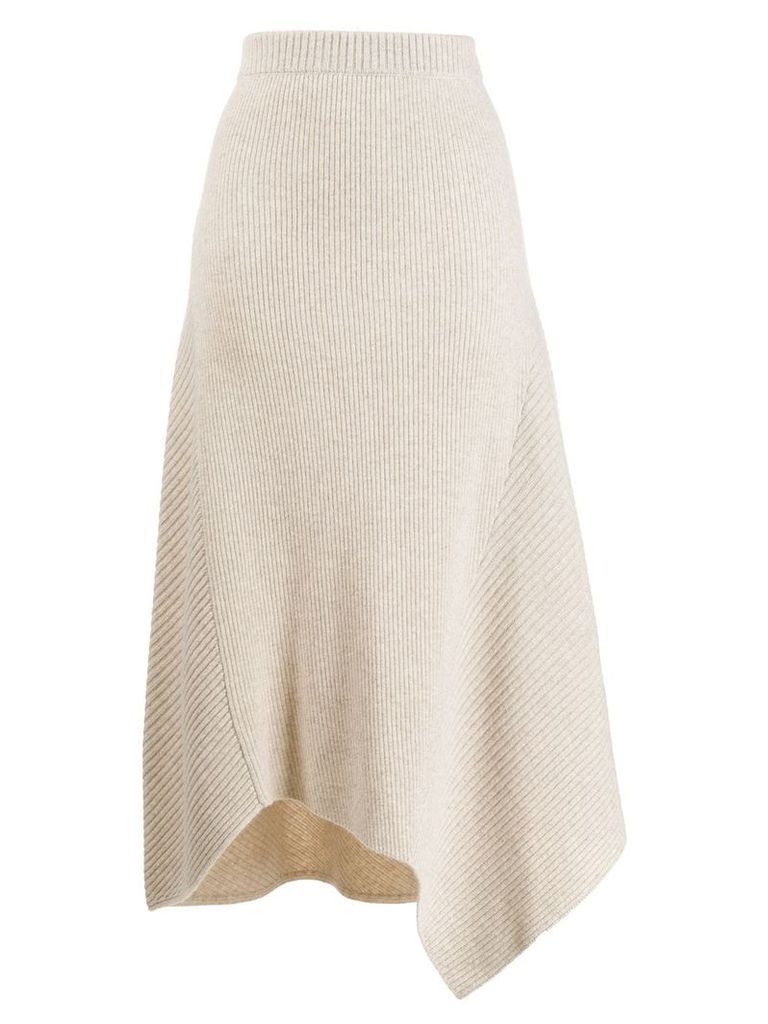 Pringle of Scotland knitted asymmetric skirt - Neutrals