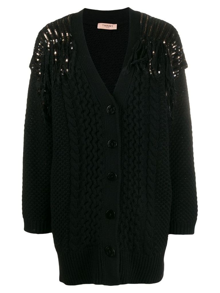 Twin-Set sequin knitted cardigan - Black