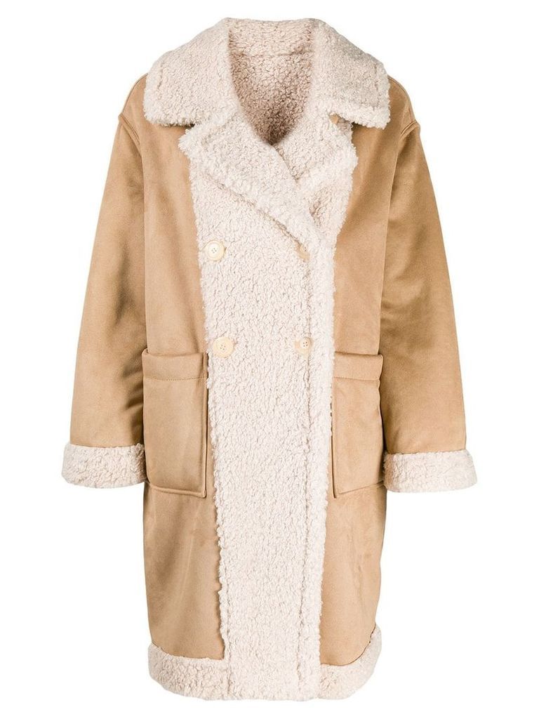 Twin-Set faux shearling coat - Brown