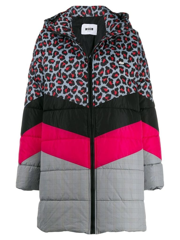 MSGM quilted multi-pattern coat - Grey