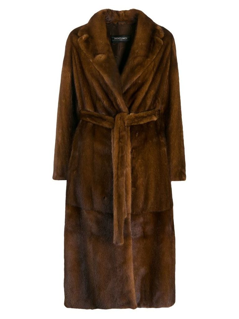Simonetta Ravizza belted long coat - Brown