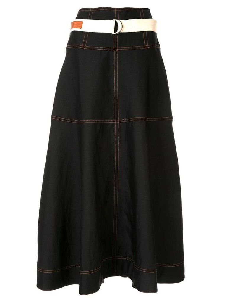 Lee Mathews contrast stitching midi skirt - Black