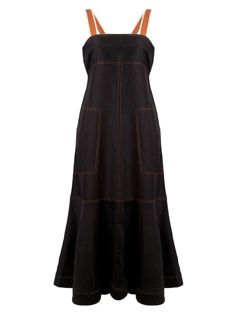 Lee Mathews contrast stitching midi dress - Black
