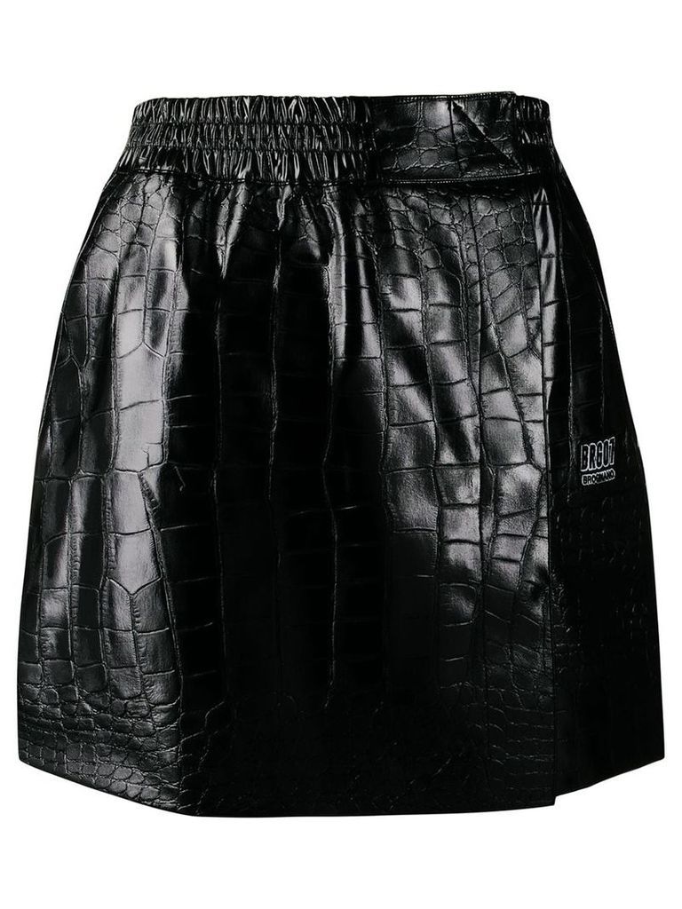 Brognano crocodile effect mini skirt - Black