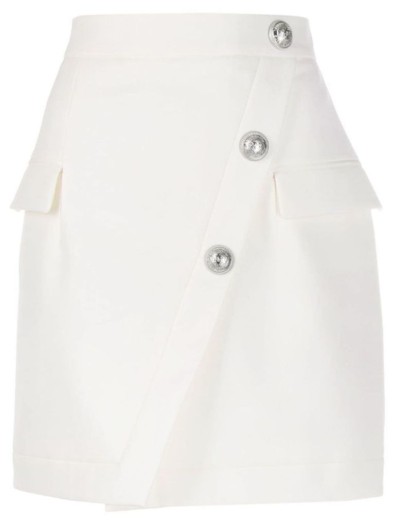 Balmain buttoned short skirt - White