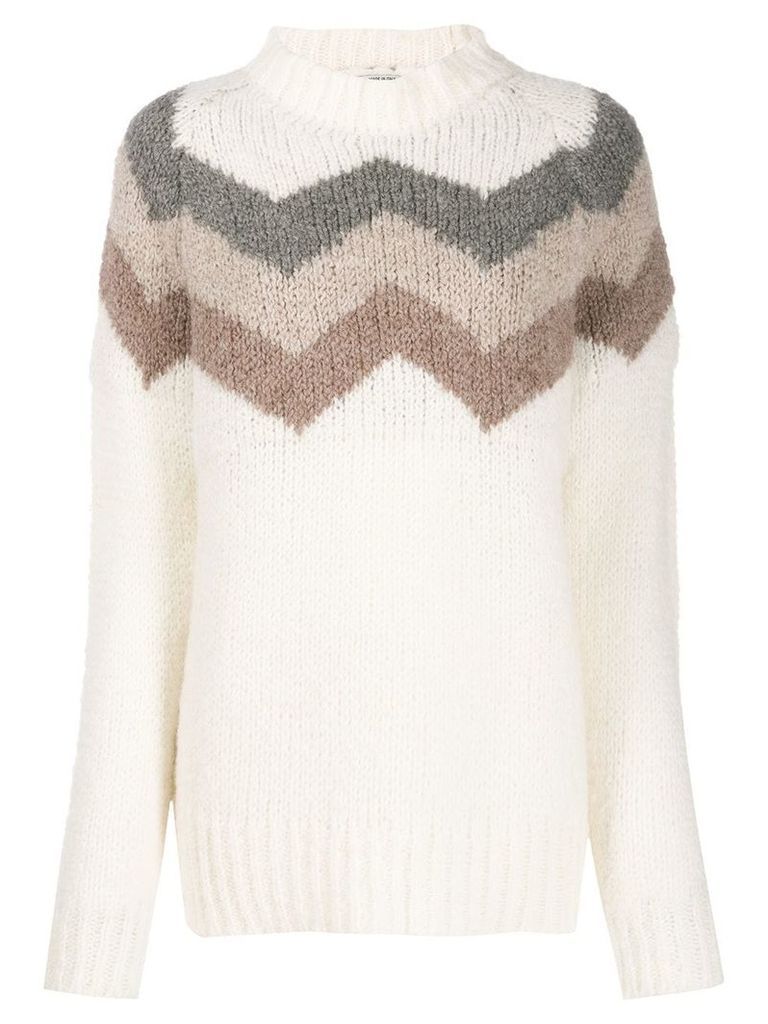 Woolrich zigzag knit jumper - WHITE