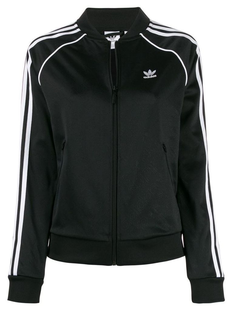 adidas logo stripe sports jacket - Black
