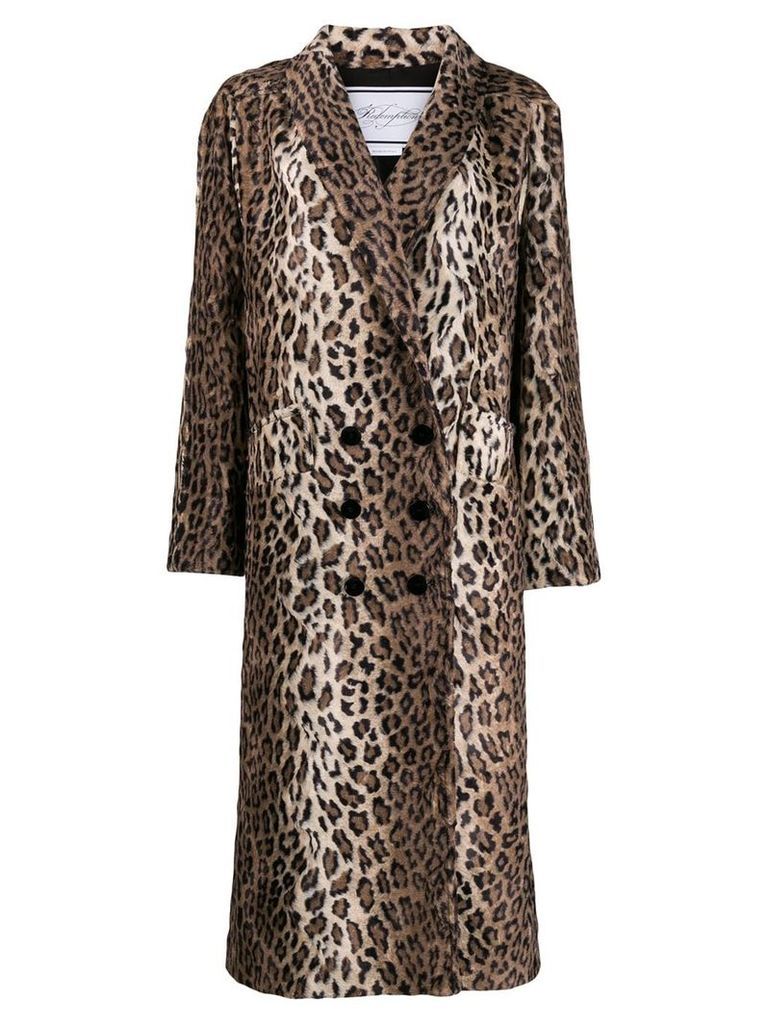 Redemption double-breasted leopard print coat - NEUTRALS