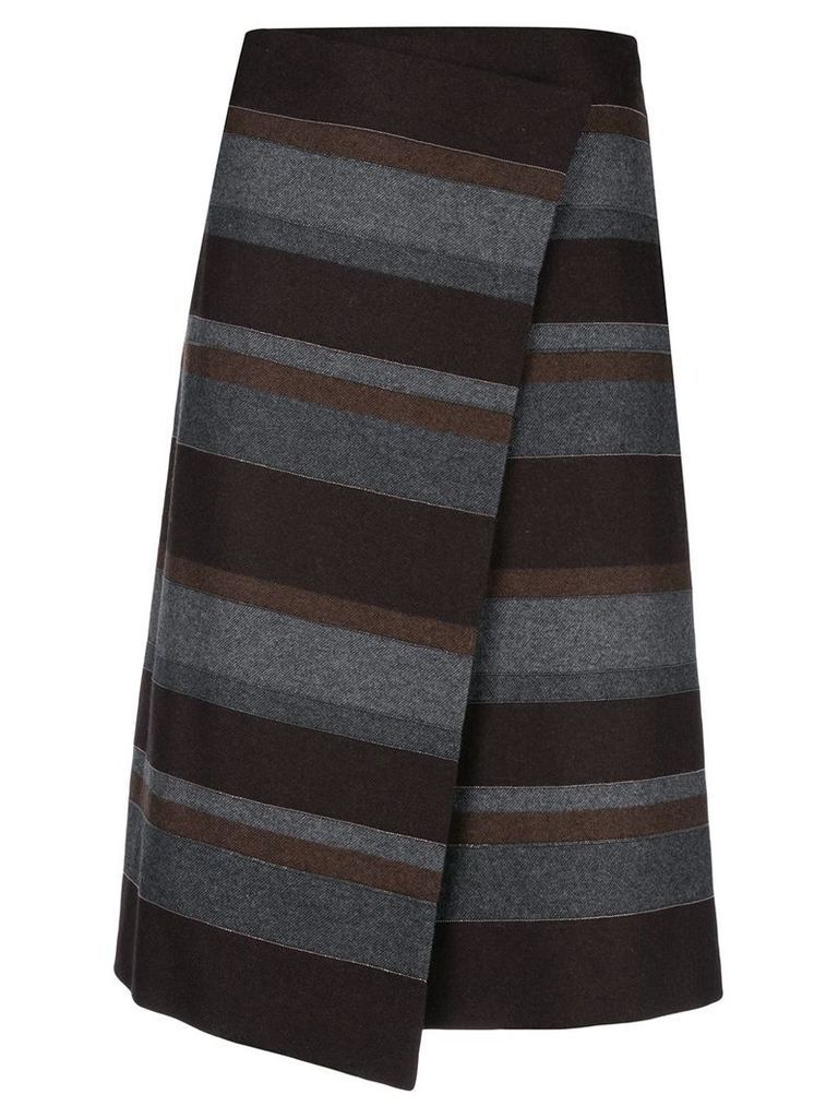 Brunello Cucinelli striped asymmetric skirt - Grey