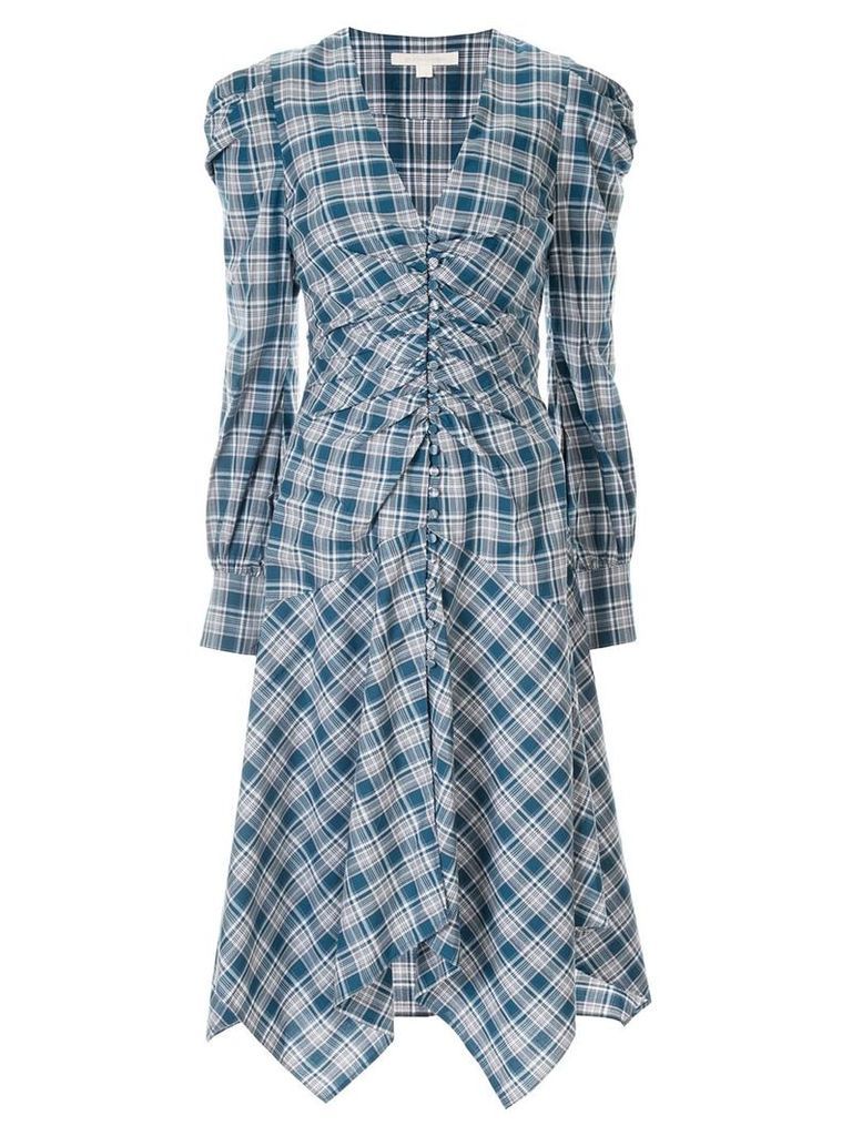 Jonathan Simkhai oxford cotton plaid draped dress - Blue