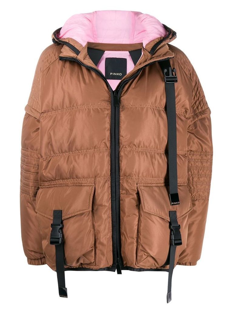 Pinko padded puffer coat - Brown