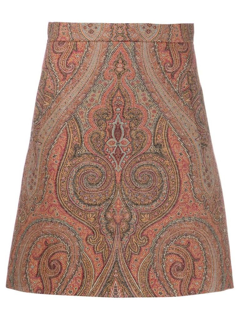 Etro paisley print straight skirt - Brown