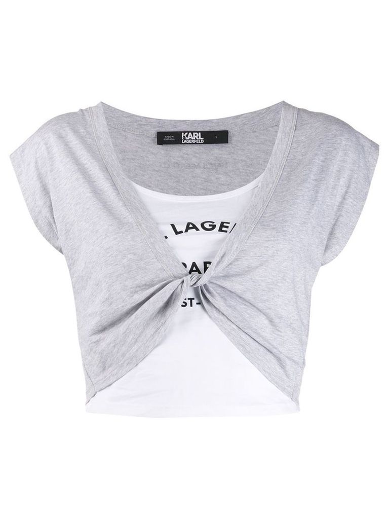 Karl Lagerfeld twist detail logo top - Grey