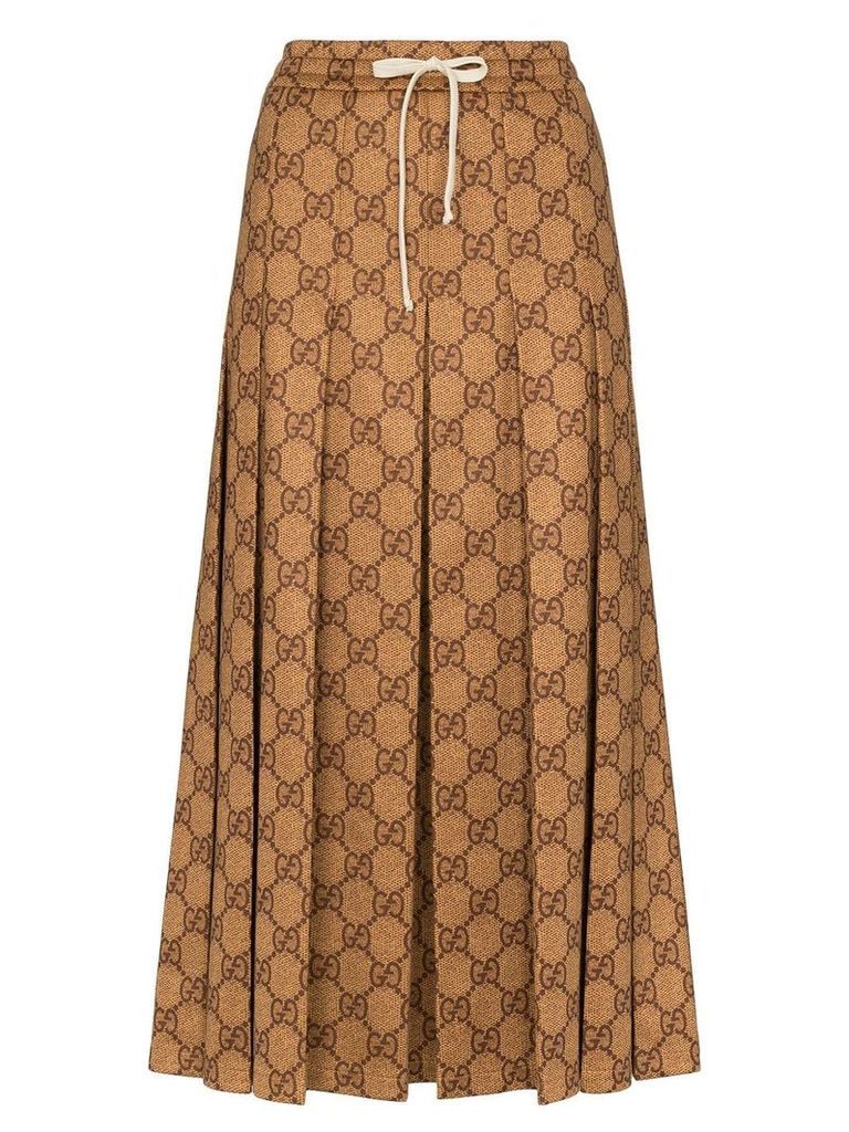 Gucci GG logo print midi skirt - Brown