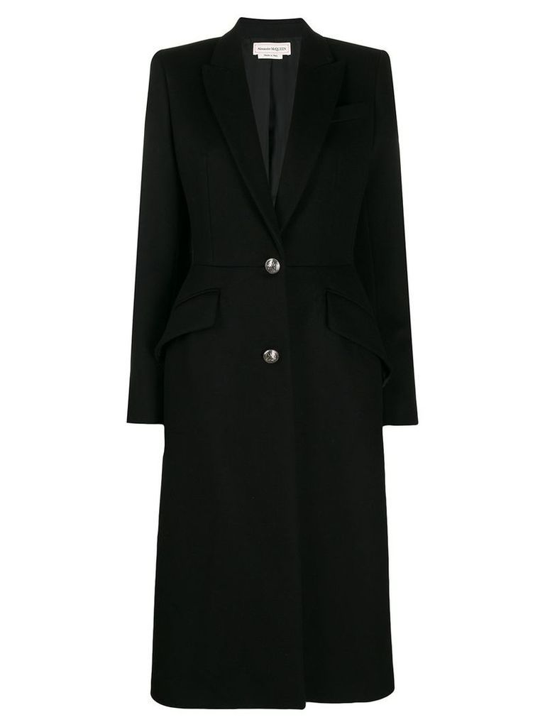 Alexander McQueen single breasted fitted coat - Black