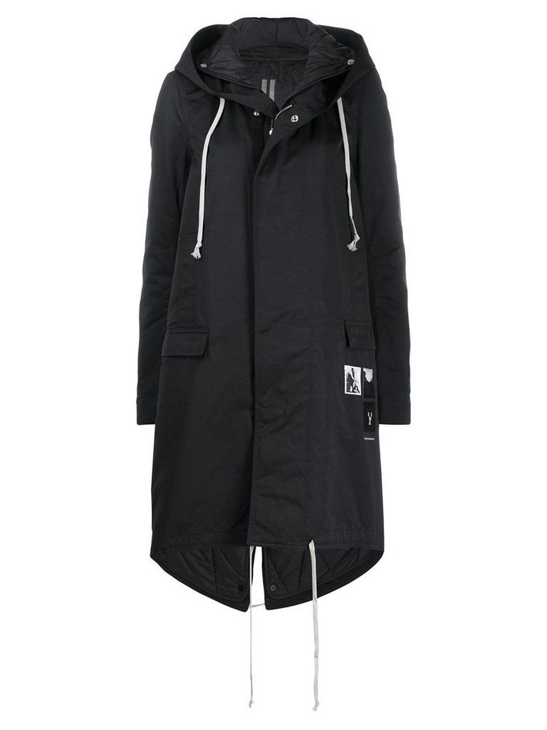 Rick Owens DRKSHDW hooded mid-length coat - Black