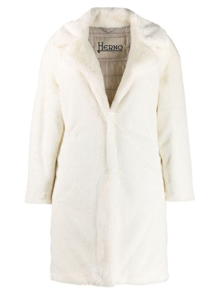 Herno faux fur coat - NEUTRALS
