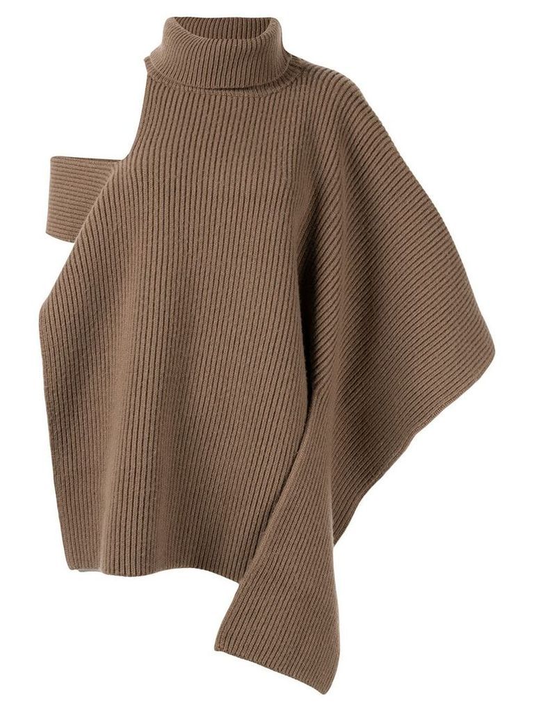 Ports 1961 ribbed roll neck knitted top - NEUTRALS