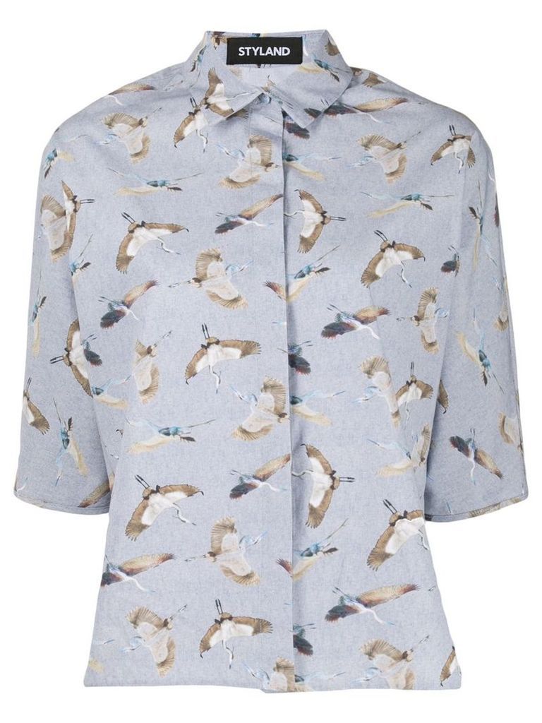 Styland bird print shirt - Blue