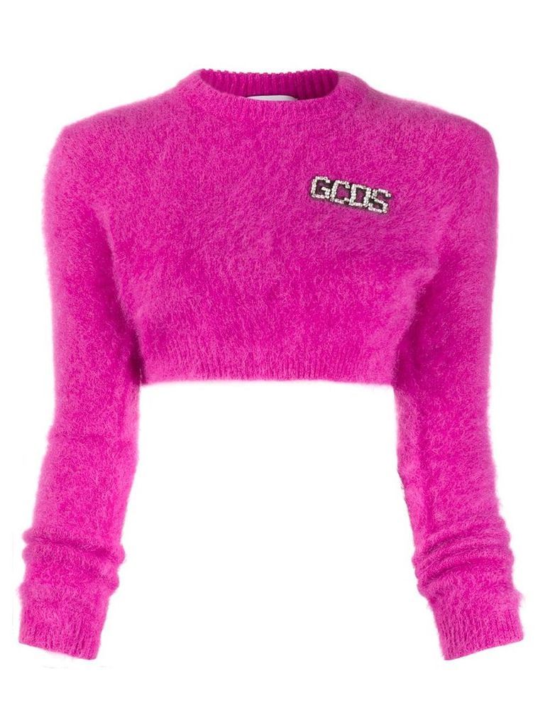 Gcds cropped logo plaque sweater - PINK