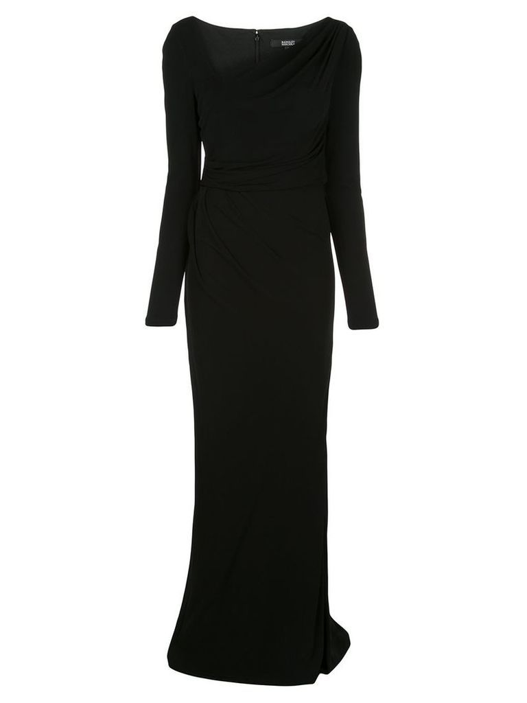 Badgley Mischka asymmetric draped gown - Black