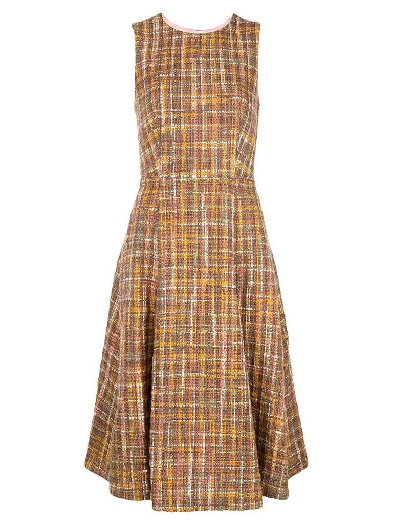 Adam Lippes check tweed fluted dress - Multicolour